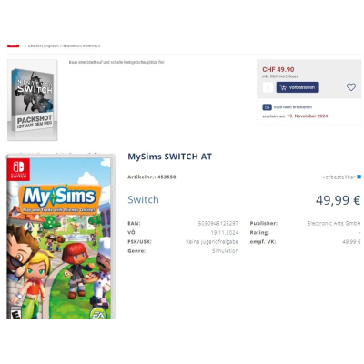 Retour de MySims sur Switch ? Des précommandes européennes suggèrent une sortie