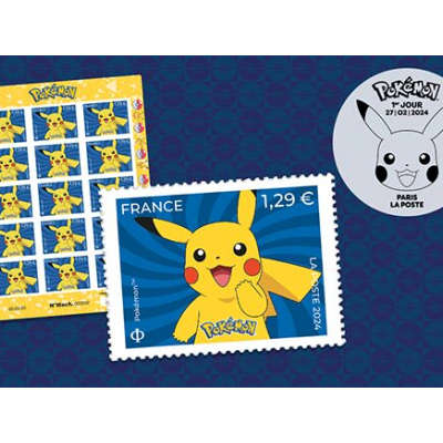Collection de timbres Pokémon avec Pikachu lancée par La Poste